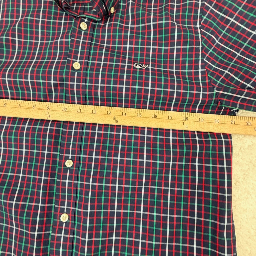 Lot of 2 Vineyard Vines Mens Medium Slim Fit Whale Shirts Plaid Gingham Blue Red - Picture 6 of 13
